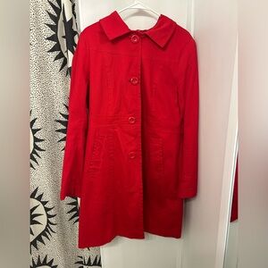 H&M Red Button-Front Trench Coat